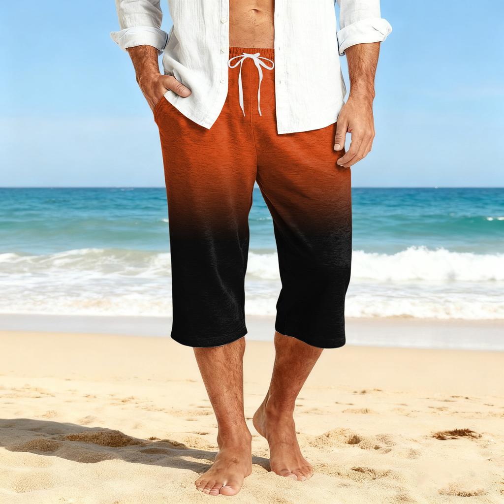 Men's Casual Drawstring Cropped Shorts