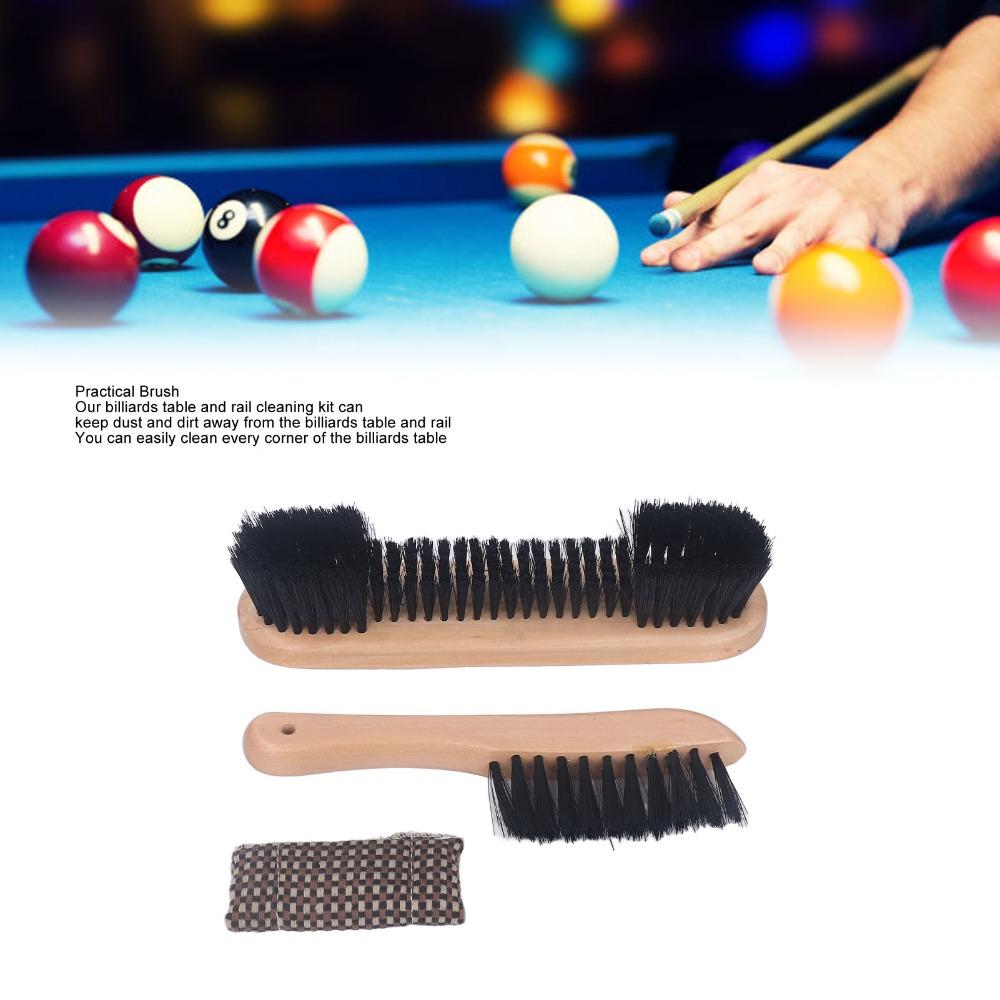 Nylon Bristles Billiards Pool Table Rail Brush Wooden Handle Billiard Brush Set Game Rooms