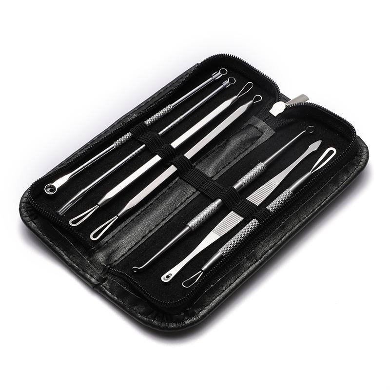 Stainless Steel 7-Piece Blackhead & Pimple Extractor Set with Double-Headed Tools for Acne Removal