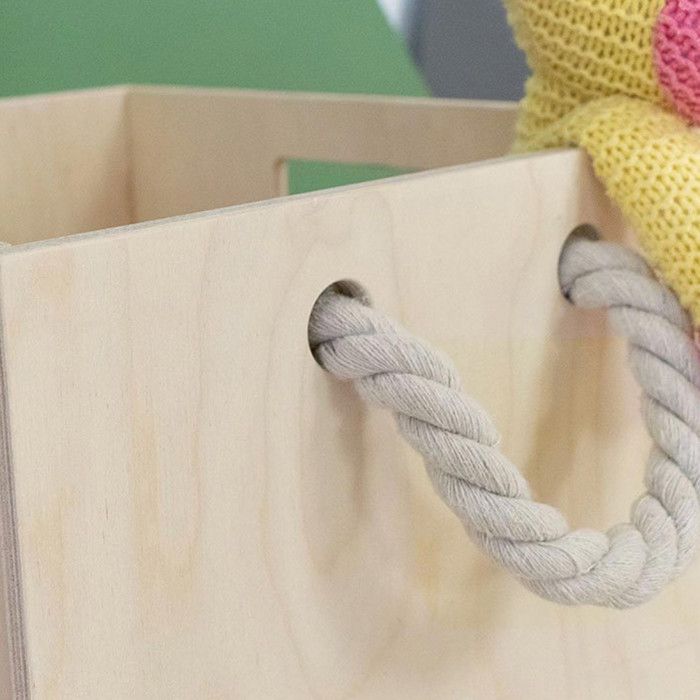 Wooden Storage Box Model 3 - Rope Handles - Grey - 33 X 33 X 37 Cm