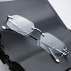 Men Anti Blue Light Computer Glasses Frameless Square Diamond Cut Edge Fashion Women Glasses Very Suitable for Hiking