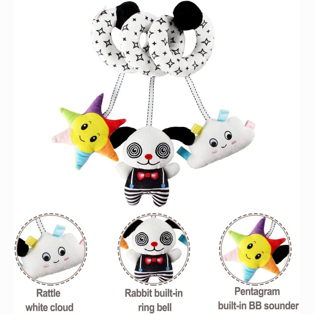 Спиральные плюшевые игрушки для автокресла, игрушки для кроватки, спиральная игрушка для занятий спортом, встроенное устройство BB, погремушка и звуковой ящик, сенсорная игрушка для новорожденных, лучший подарок на 0, 3, 6, 9, 12 месяцев