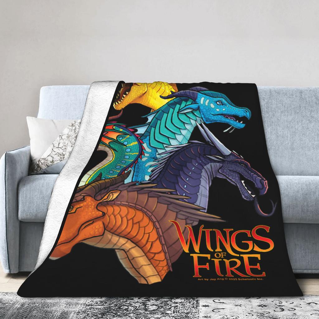 Wings of Fire Dragons Heads Fashion Blankets RainWing SkyWing Fuzzy Throw Fashion Blanket Bedding Portable Soft Warm Bedspreads Multifunctio