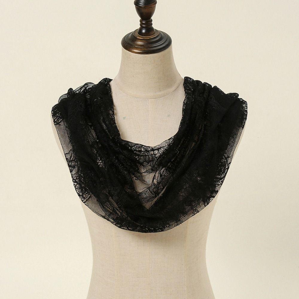 Elegant Lace Veil Black White Head Covering Vintage Bride Mantilla for Women
