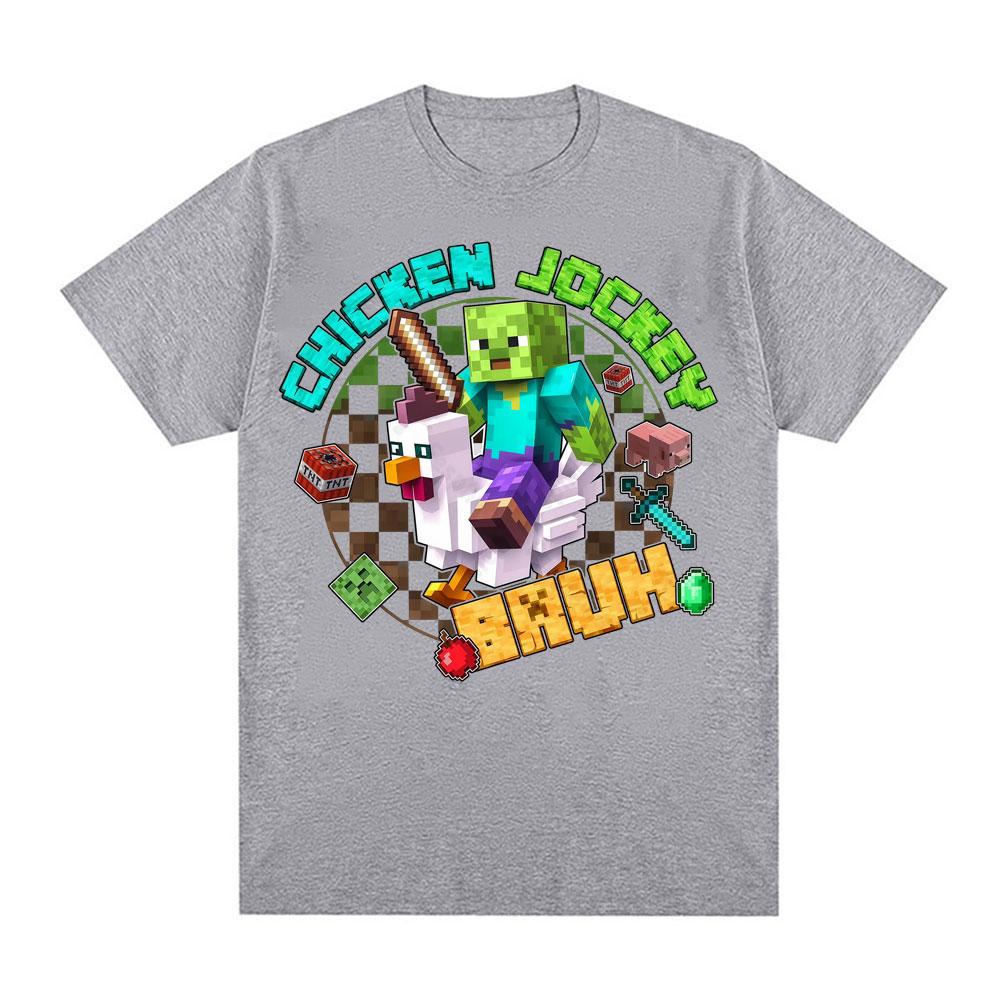 2025Trendy Chicken Jocke Zombie Riding Chicken Meme Unisex Women Hip Hop Trending Gothic Oversized 100 Pure Cotton Printed T Shirt