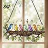 Easy Install Hanging Sun Catcher Birds on Branch Suncatcher, Stained Glass Acrylic Window Ornament, Bird Suncatcher Double Side Panel for Home Garden