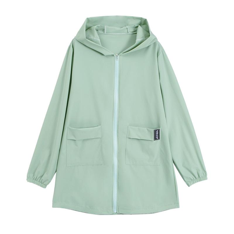 Женская летняя однотонная тонкая куртка с капюшоном, уличная солнцезащитная одежда, повседневная свободная куртка, пальто