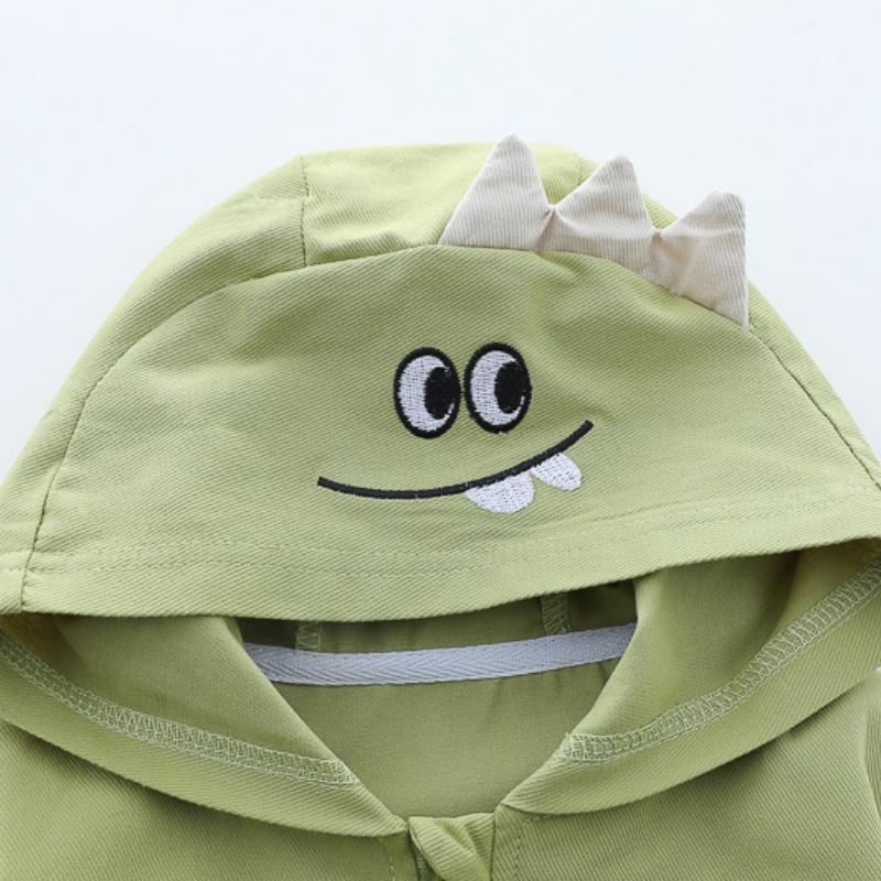 Весенняя одежда для младенцев, наряды для детей от 6 до 12 месяцев, куртки с капюшоном и застежкой-молнией «Динозавр», футболки, штаны, комплекты для малышей, детский спортивный костюм Bebe