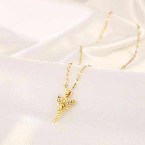 Women Necklace Flower Fairy Pendant Rhinestone Decor Adjustable Chain Girly Style Alloy Necklace for Daily Wear And Gifting