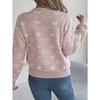 Women's Autumn and Winter Sweet Color Collision Love Lantern Sleeve Pullover Sweater