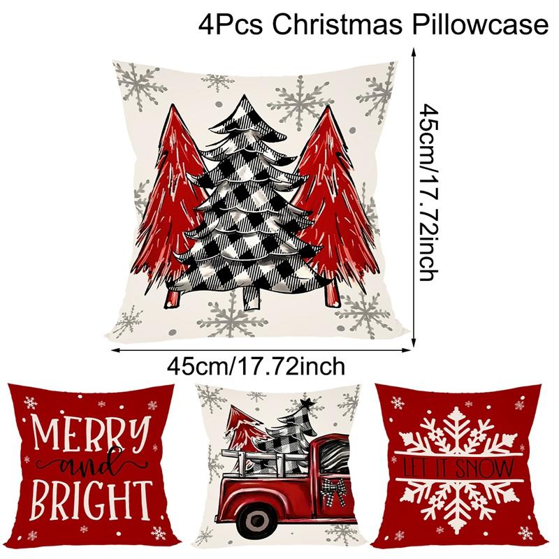 4 шт. Рождественские наволочки 45x45 см Наволочки Navidad Xmas Накидки на декоративные подушки для дома Диван Диван Рождественские украшения 2025