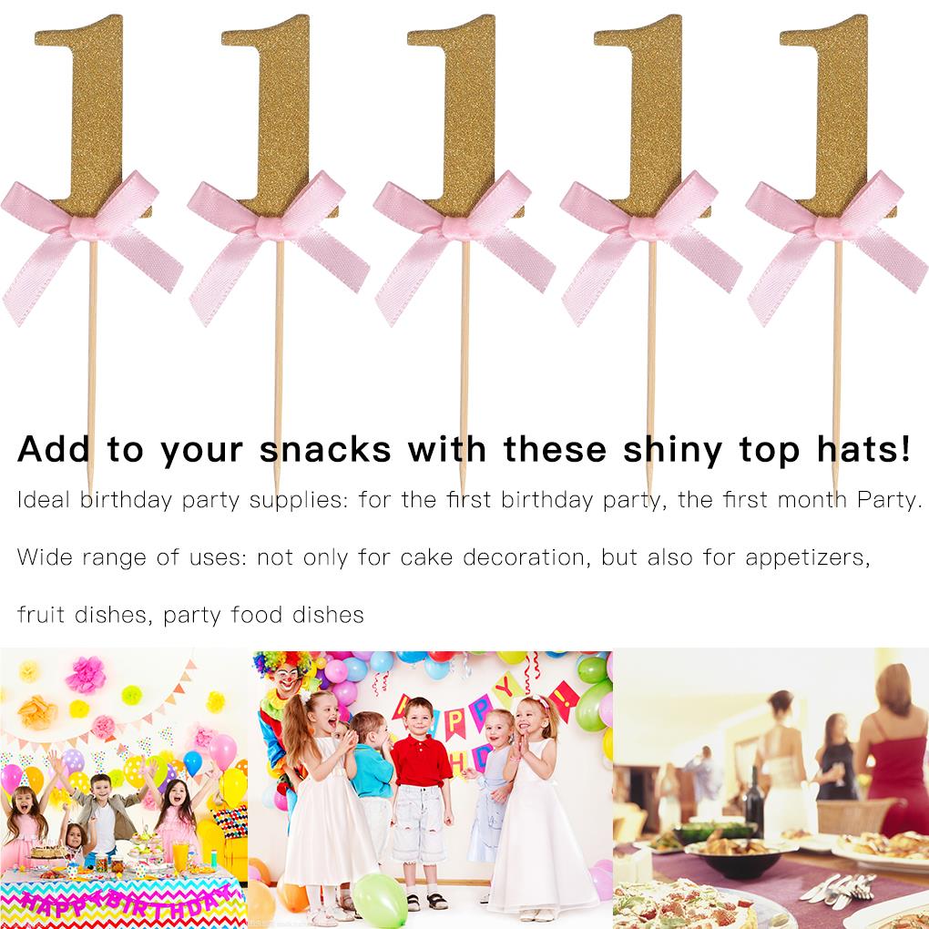 20 шт. Топпер для торта 1 год, украшение для кекса на день рождения, золотая палочка, топпер для празднования юбилея