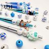 DIY Christmas Cultural Gifts 5PCS Beadable Pens Set, Silicone Dolls And Fun Office Desk Ornaments Colorful Beads Decor, Decorative Stationery