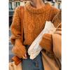 Autumn and Winter New Casual Round Neck Loose Long-sleeved Pullover Sweater, Thin Temperament, Warm and Exquisite Sweater Top Women