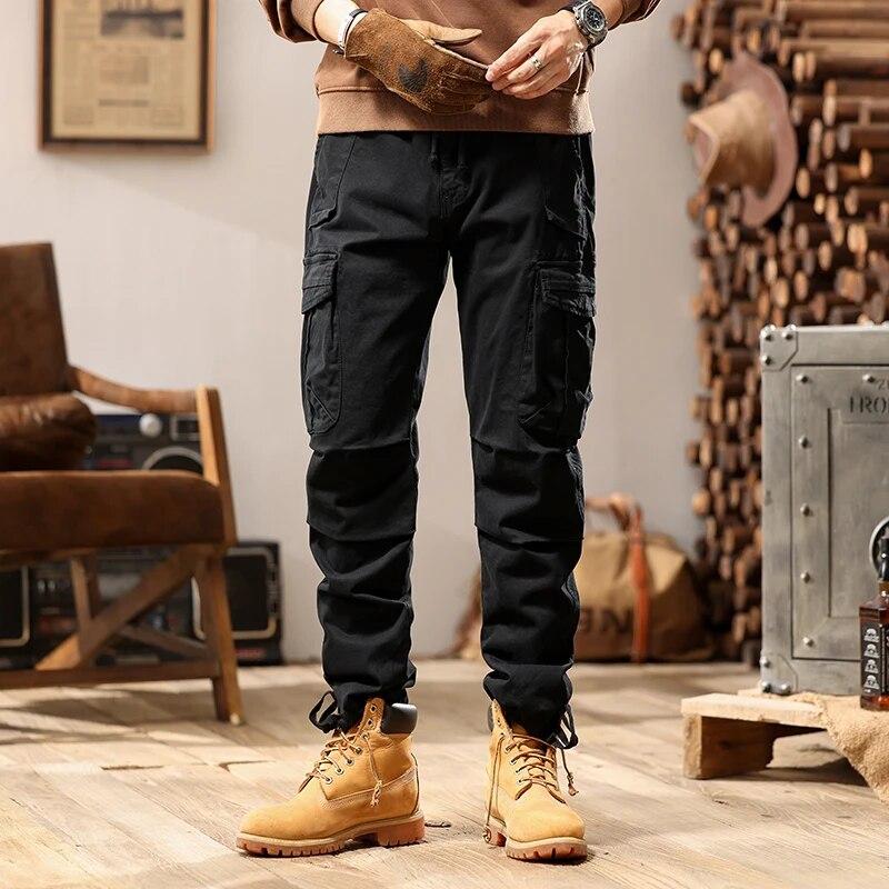 Men Military Cargo Pants Slim Regular Straight Fit Cotton Camouflage Green Yellow Overalls Casual Streetwear Trousers