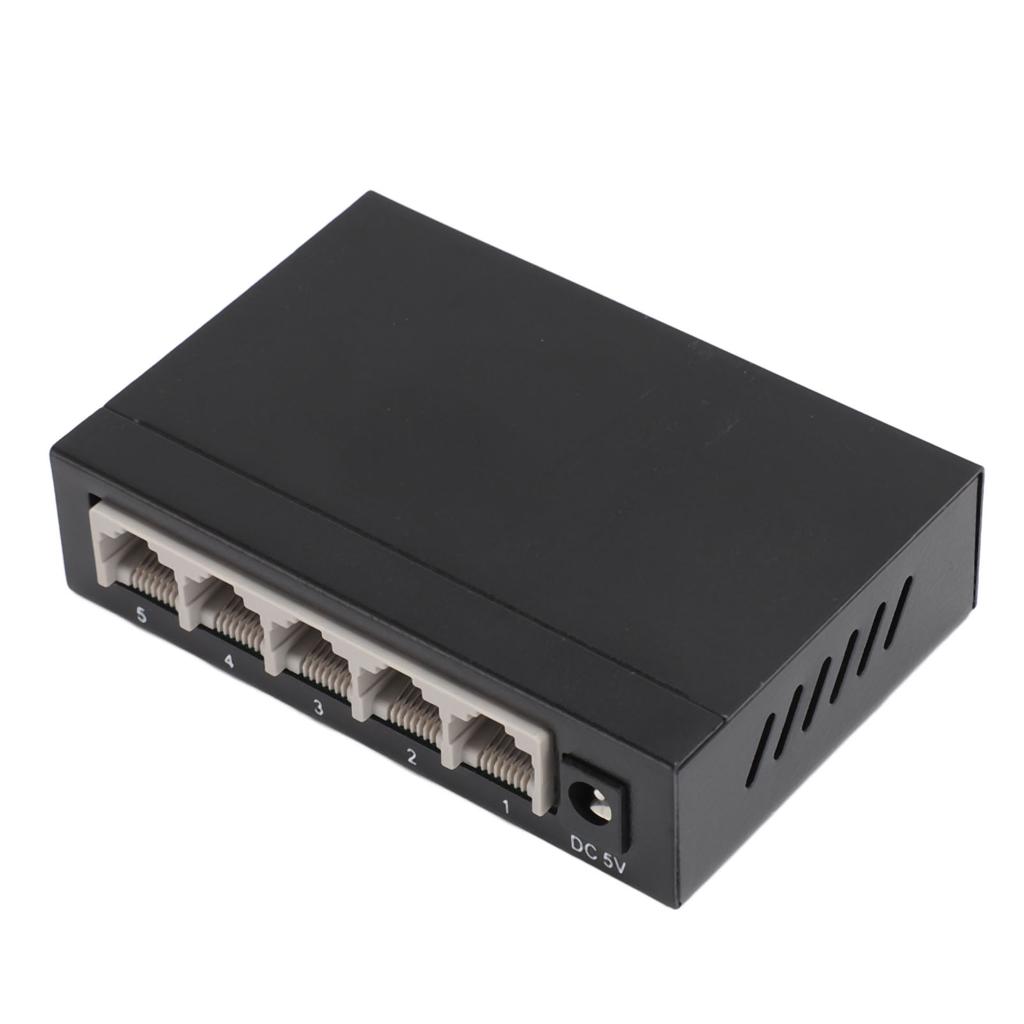 Ethernet Switch 5 Port Gigabit Ethernet Splitter Plug and Play Silent Operation Metal Network Hub