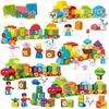 50-Piece Children's Number Train Puzzle Blocks with Storage Bucket