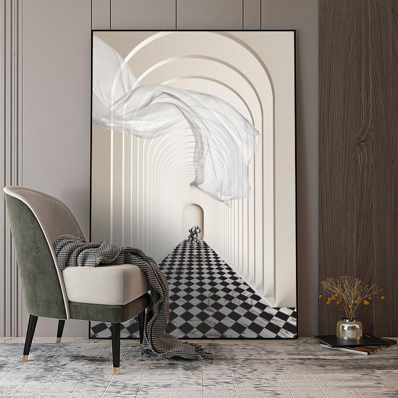 Пейзаж Здание Холст Картина Настенное Искусство Геометрическая Архитектура Пространство Проход Постеры и Принты для Декора Гостиной Коридора