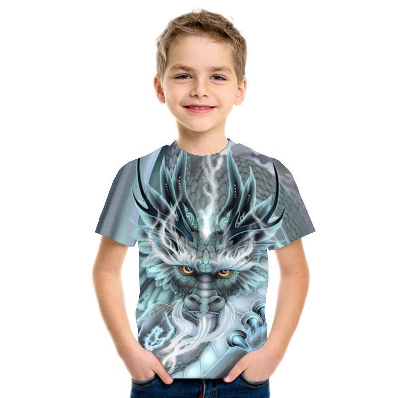 Summer Loose 3D T Shirt Funny Animal Children Tee Wolf Tiger Shirts Casual Short Sleeve Cartoon Kids Top Boys Girls