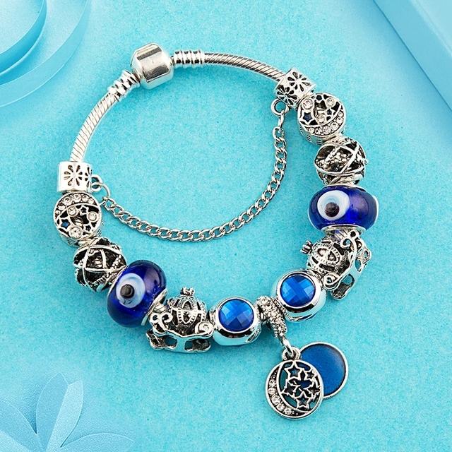 Новые ювелирные аксессуары, модный мультяшный самолет, кулон, браслет-подвеска, Рождественская коллекция, браслет с голубым звездным небом для девочек