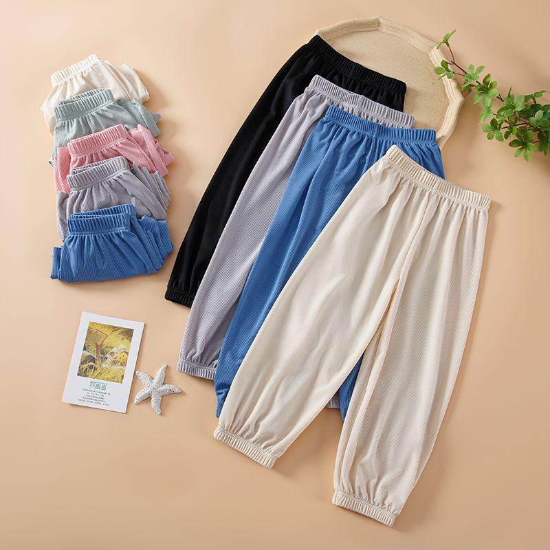 Тонкие хлопковые брюки Baby Ice Silk с защитой от комаров для мальчиков и девочек — идеально подходят для весны, лета и осени