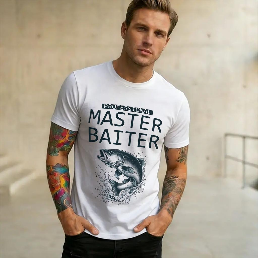 Unisex WoUnisex Master Baiter Funny Fishing T Shirt Pure Cotton Graphic Printing Tee Shirts Top Clothing