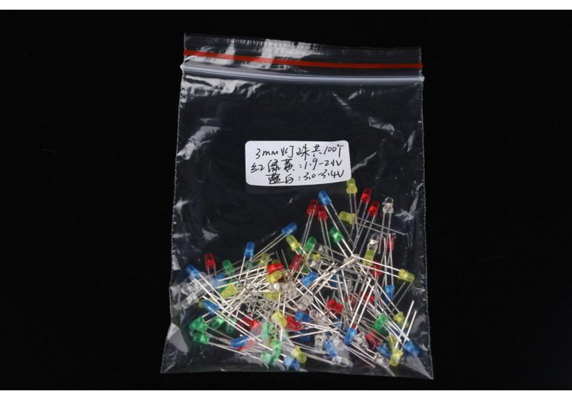 100-Piece LED Lamp Beads 3MM & 5MM Set - Red, Green, Blue, Yellow, White
