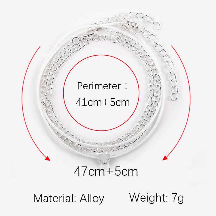 Beach Love Multi-layered Anklet Female Bohemian Heart-Shaped Peach Heart Double Chain Footwork AVE