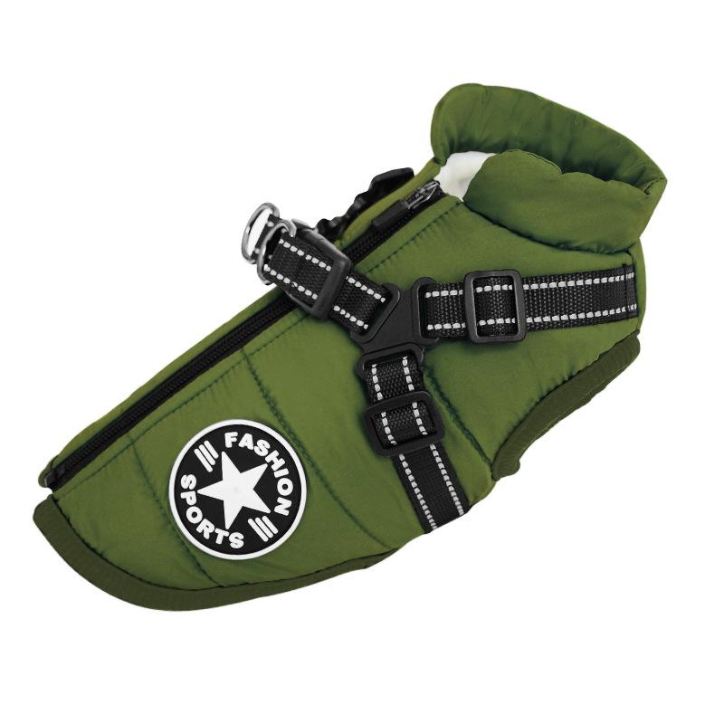 Осенне-зимнее хлопковое пальто для собак, толстый жилет на груди и спине, цельная одежда