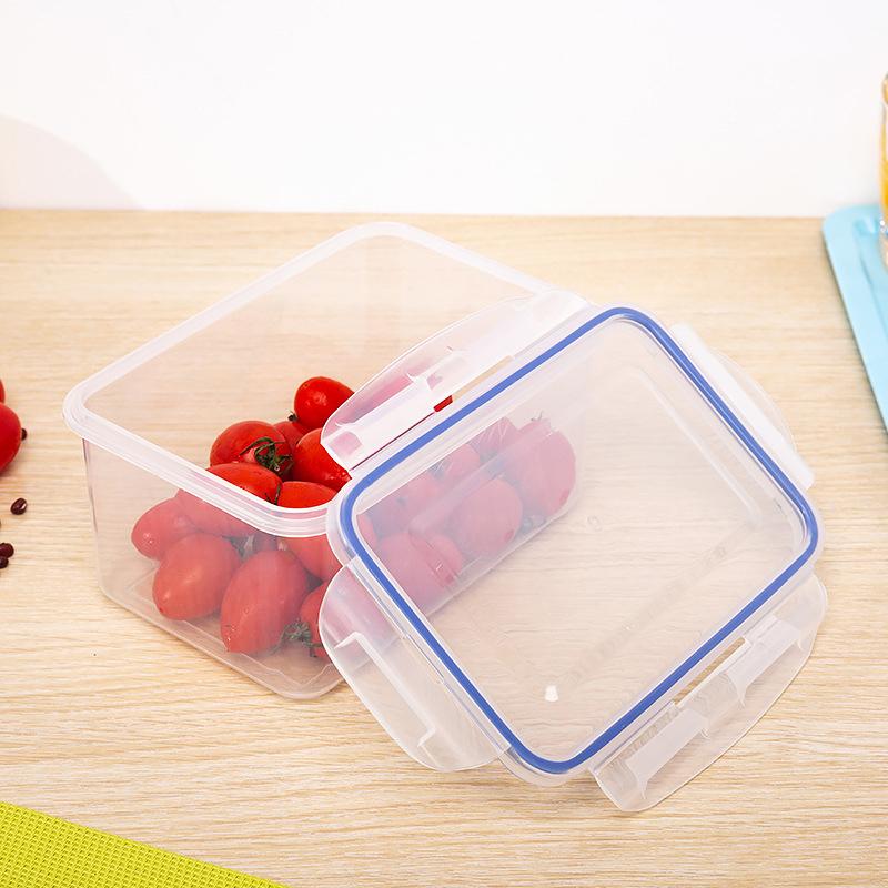 Sealed Rectangular Refrigerator Storage Box With Lid Plastic Crisper Microwave-Heated Lunch Box With Lid