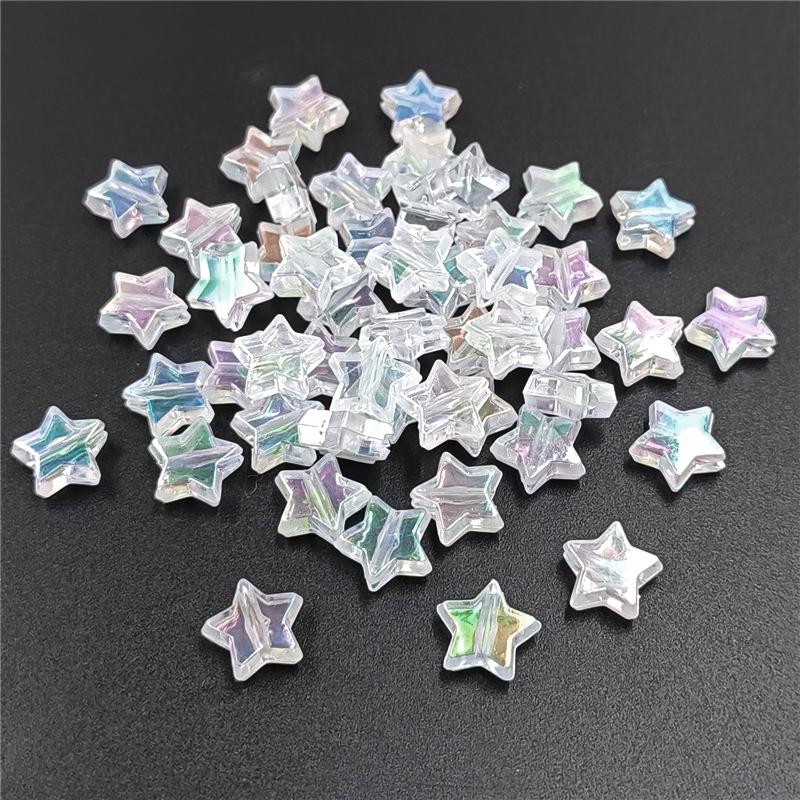 Акриловые материалы ручной работы 6-10 мм, ожерелья в форме сердца для серег, круглые ювелирные изделия, цветные AB, 20/50 шт., аксессуары для звездных бусин