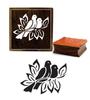 Printtoo Bird & Leaf Pattern Brown Wooden Rubber Craft Textile Square DIY Stamp-2 x 2