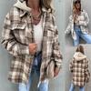 Winter Warm Hooded Lapel Loose Jacket Jacket Women's Thick Woolen Plaid Jacket