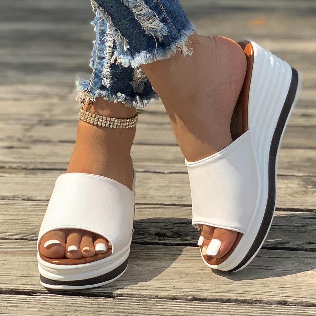 Summer Shoes for Women 2024 Fashion Peep Toe Wedges Slippers Outdoor Comfort Casual Ladies Slides Shoes Female Sandals 36-43