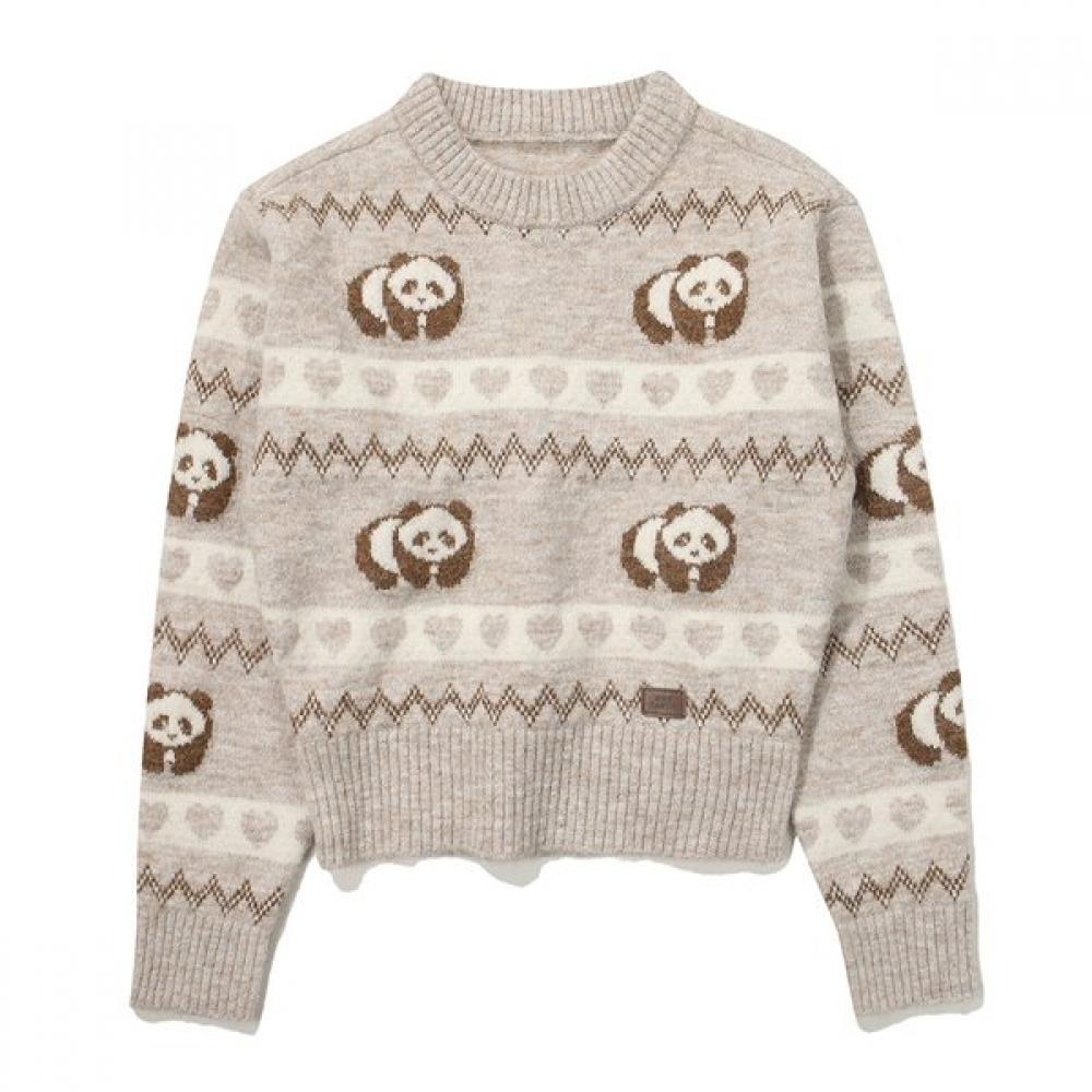 Bbc Earth Panda Jacquard Sweater Beige Worn By Seohyun