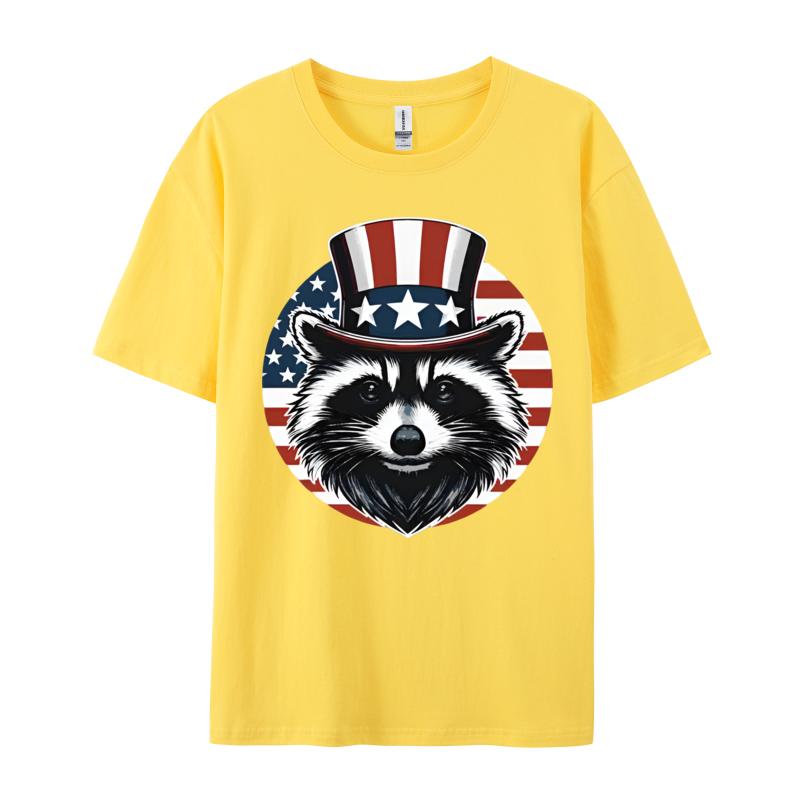 Raccoon Patriotic America 4th Of July TShirts Funny Cotton Tees Printing Tops Tee Loose TeeShirt Unisex Top Tshirts