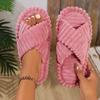 Home Slippers, Comfortable and Warm Open Toed Soft Plush Shoes, Solid Color Indoor Floor Slippers