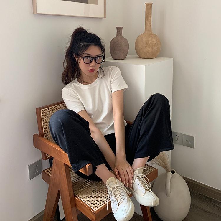 Короткая футболка с круглым вырезом и короткими рукавами цвета конфет, женская летняя одежда, корейская версия, свободная женская одежда, женский топ