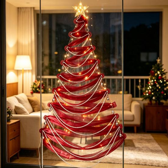 Светодиодное светящееся дерево, подвесное украшение, набор для Рождества своими руками, тканевый набор ornaments, для окна, стены, ручная работа со светом