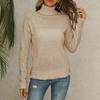 Women's Fashion Casual Turtleneck Solid Color Long Sleeve Knitted Sweater Shirt Tops