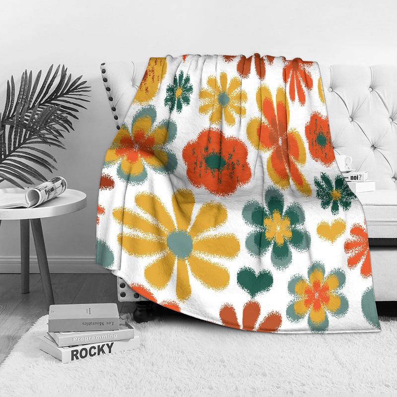Vibrant Retro Floral Fleece Throw Blanket Sofa Bed Decorative Cushion Cover Gift