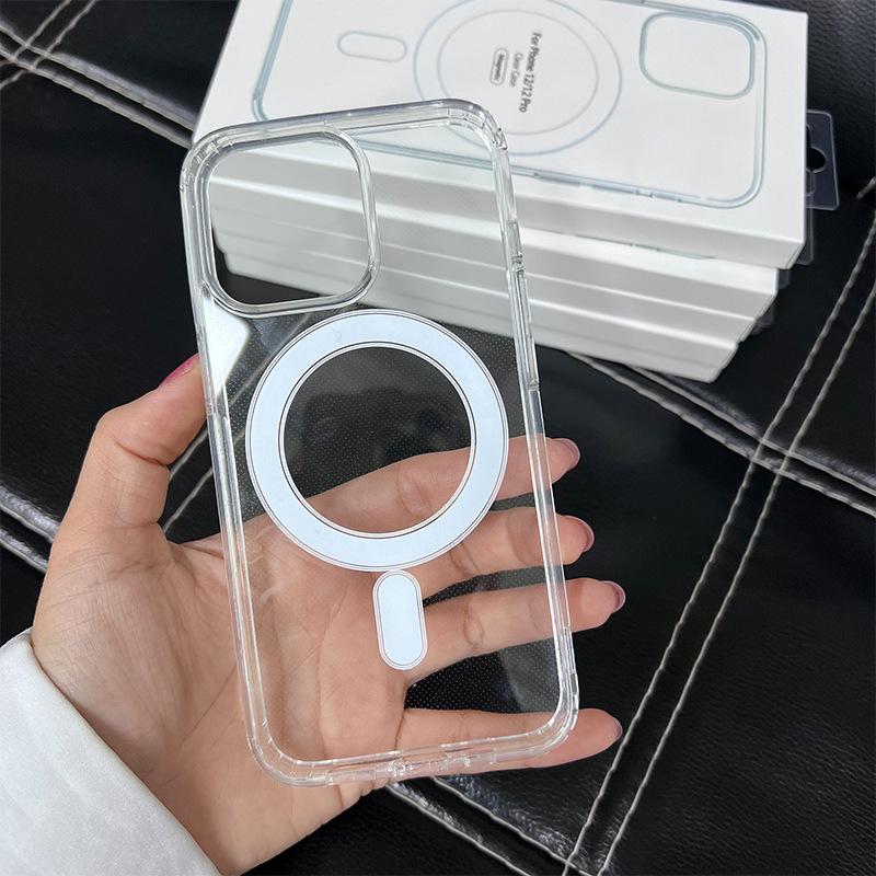 Магнитный чехол MagSafe Acrylic для iPhone 13, 15, 16 Pro - прозрачный жесткий чехол «два в одном»