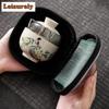 Hand-painted Travel Tea Set Home Car Outdoor Tea Infuser Portable A Pot of Three Cups Teaware Bag Suit Handmade Beauty Gaiwan