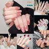 24pcs Handmade Wear Nails Fake Nails Ice Transparent Dream Aquamarine Star Dynamic Crushed Diamonds Cat's Eye Nail Pieces Finished Fake Nails 15styles