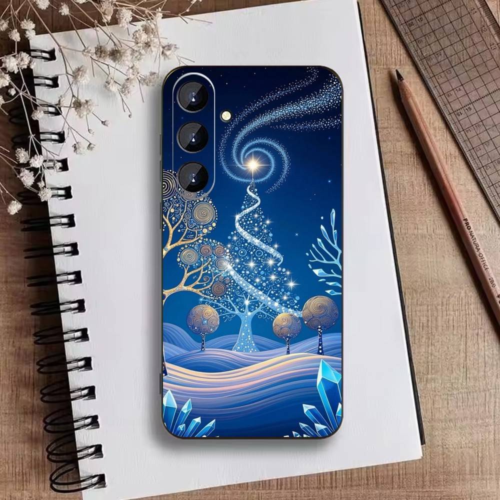 Whimsical landscape Starry Night Phone Case For Samsung Galaxy A73,A21s,A22,A31,A52,A53,A71,A41Soft Black Shell