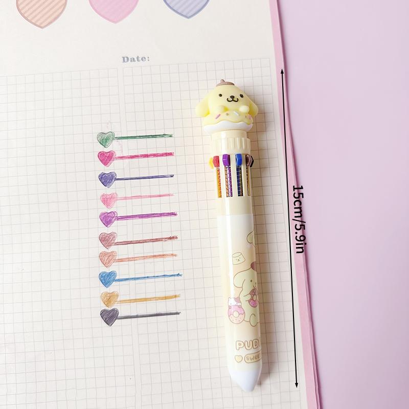10 Color Ballpoint Pen Neutral Pen Sanrio Big Head Pen For Kids Students Stationery Gift Stationery Supplies