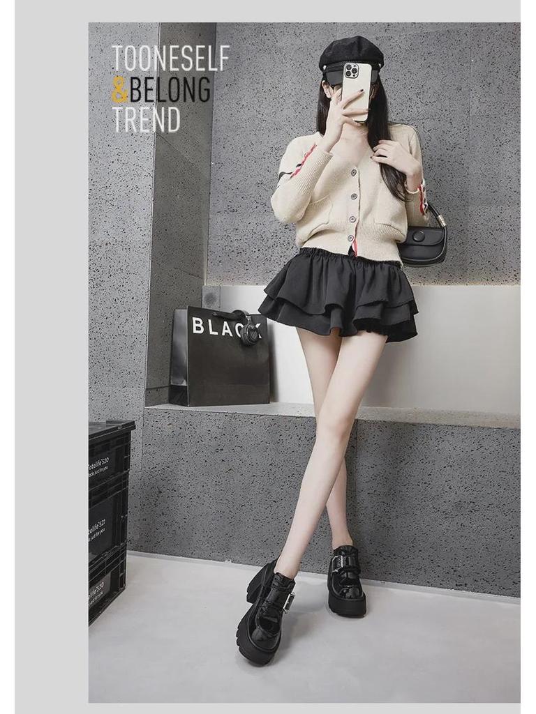 Женские весенние лоферы на толстой подошве 2025 года — кожаные туфли в британском стиле на высоком каблуке с внутренней отделкой