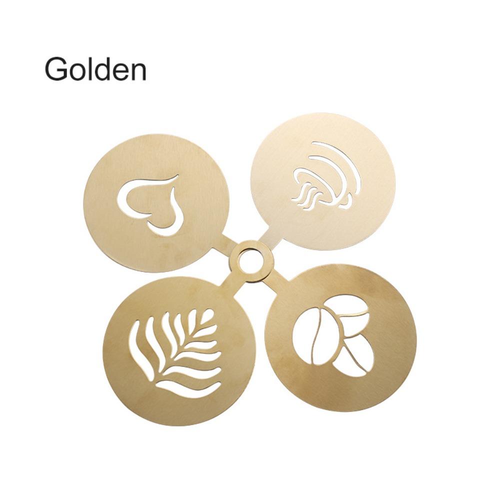 4 шт. Трафарет для латте-кофе из нержавеющей стали, золотой/черный, шаблон для кофейного искусства, хлеб