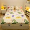 Bonenjoy 1Pc Pure Cotton Fabric Fitted Bed Sheet With Elastic Cartoon Car Print Bed Cover Single Queen Size Bottom SheetNo Pillowcase