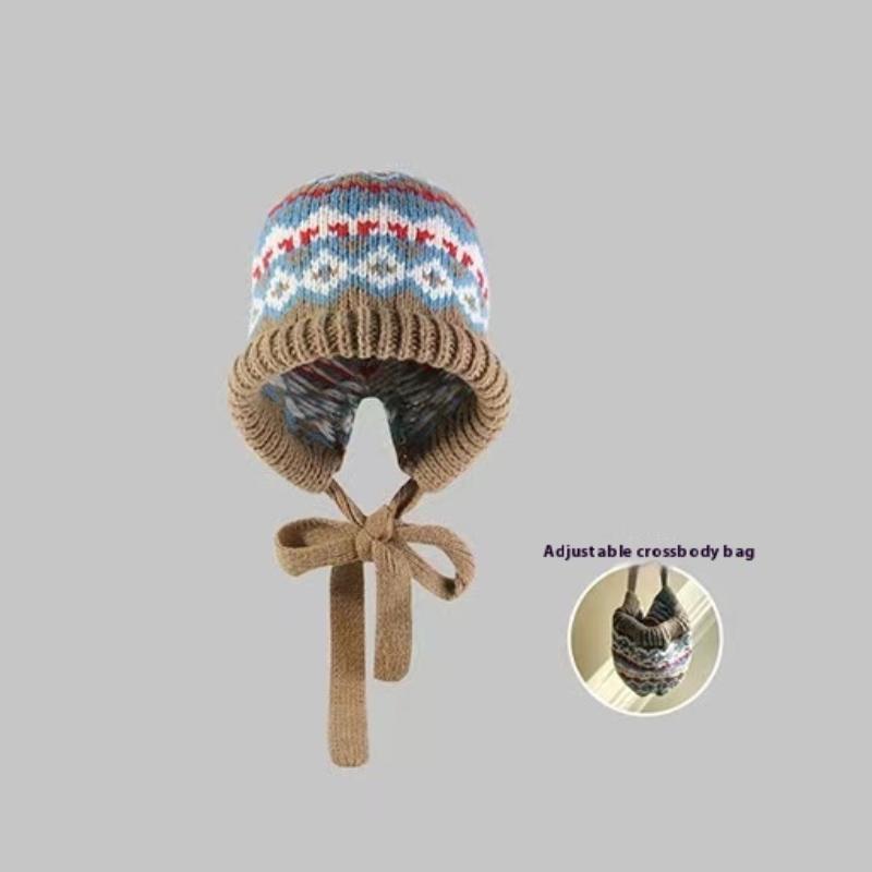 Корейский шарф-капюшон, шапка-балаклава, защита ушей, теплые шапки-бомберы, женские ретро-шапки с завязками и бантами, зимние аксессуары, вязаная шапка-закон